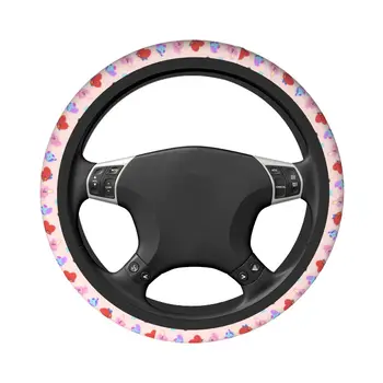 הגה רכב מכסה ורוד Kpop קריקטורה מוסיקה אוניברסלי צמה על כיסוי גלגל הגה המכונית-עיצוב המכונית אביזר