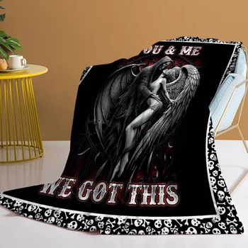 הגולגולת לזרוק שמיכה הגולגולת עם אישה סקסית עיצוב שמיכה חמימה השמיכה על הספה, ספת מיטה בסלון מתאים לכל עונה