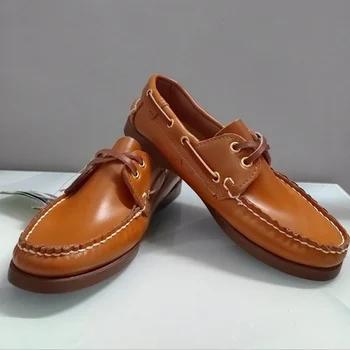 הגעה חדשה נעלי עור לגברים חום נעליים מזדמנים זכר באיכות טובה סירת נעלי גברים נוחות נהיגה מוקסינים Mens