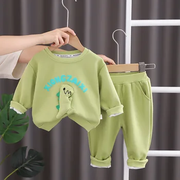 הילדים אימוניות אביב סתיו התינוק בגדים 9 ל-12 חודשים קריקטורה דינוזאור שרוול ארוך חולצות ומכנסיים ילדים תלבושת
