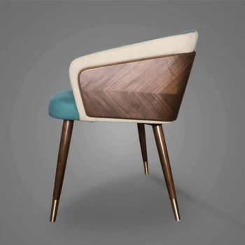 הפנאי המודרני כסאות אוכל פשוט יצירתי ההגירה ריהוט הבית הנורדי מסעדה עץ מלא כיסא עור אמנות משענת הכיסא