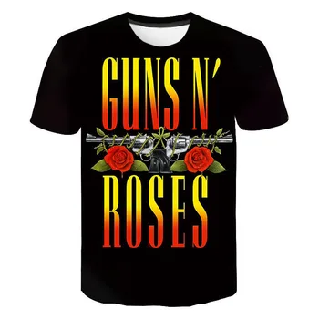 הקיץ החדש guns N' Roses חולצות קשה להקת רוק הדפסת 3D אופנת רחוב גברים, נשים, אופנה גדולים חולצת ילדים חולצות Tees בגדים