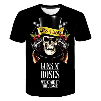 הקיץ החדש guns N' Roses חולצות קשה להקת רוק הדפסת 3D אופנת רחוב גברים, נשים, אופנה גדולים חולצת ילדים חולצות Tees בגדים
