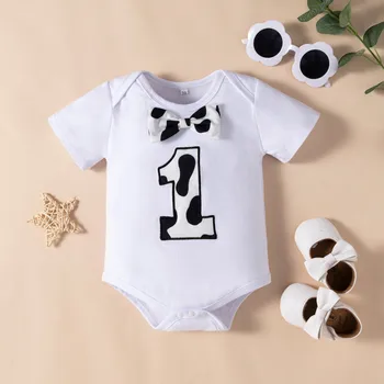 הקיץ תינוק בייבי בנים קצרים להגדיר שרוול קצר דפוס הדפסה רומפר בגד גוף סינר קצרים בגדים סטים 0-18 חודשים התינוק תלבושות