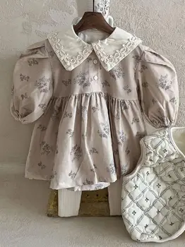 התינוק בגדים ילדה תינוק מתוק פרחוני הדפסה שמלת נסיכה סתיו הרך הנולד 3d פרח כותנה, שמלות חתונה, מסיבה