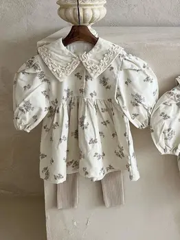 התינוק בגדים ילדה תינוק מתוק פרחוני הדפסה שמלת נסיכה סתיו הרך הנולד 3d פרח כותנה, שמלות חתונה, מסיבה