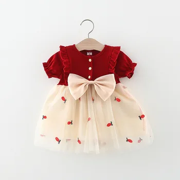 התינוק בגדים עבור התינוק הנולד בנות האביב, הקיץ תלבושות קשת השמלה הפעוט בד 1 שנה יום הולדת נסיכה טוטו שמלות שמלה