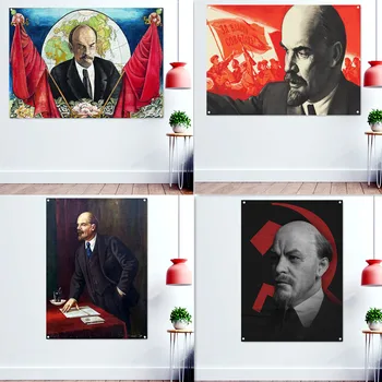 ולדימיר לנין, המהפכה הקומוניסטית דגל קיר אמנות פוסטר שטיח המועצות הרוסית CCCP תעמולה ציורית קישוט הבית