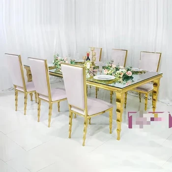 ורוד קטיפה מסגרת מתכת גבוהה האוכל הכיסא מסיבת חתונה אירועים ערב זהב נירוסטה אירוע הכיסא