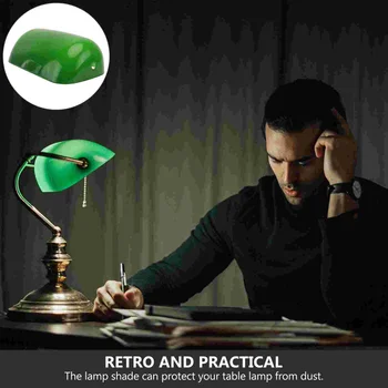 זכוכית ירוקה בנקאים מנורת אהיל כיסוי חסין - מנורה לכסות מנורת שולחן אלגנטית לכסות משק בית מנורה מכסה זכוכית ירוקה אהיל שולחן