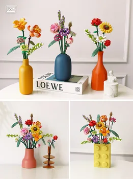 זר פרחים אבני הבניין ערכת DIY פרחים בלוק צעצועים להגדיר את יום האהבה פרחים לבנים מתנה עבור בנות חברים