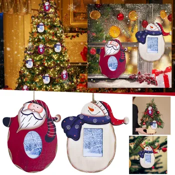חג המולד מסגרת תמונה קישוטים לעץ חג המולד כרטיס מסגרת תמונה תליון שלג חג המולד זקן צבוע תופס אורות מחרוזת