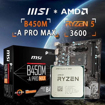 חדש AMD Ryzen 5 3600 R5 3600 מעבד+MSI B450M-מקצוען מקס DDR4-3466+(OC) M. 2 USB 3.2 Gen1 שקע AM4 לוח אם מעבד ערכת אין יותר מגניב