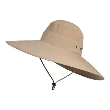 חם גברים 15CM גדול, שוליים רחבים, דייג הכובע חיצוני עמיד למים כובע השמש הרים כובע אופנה כובע פנמה דיג כובעים יוניסקס