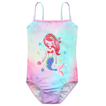 חמוד בת ים קטנה נסיכה בגדי ים בנות אחת-חתיכה בגדי ילדים ספורט בחופשת הקיץ בגדי ים