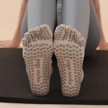 חמש אצבעות יוגה גרבי כותנה טהורה נקודה סיליקון החלקה נשים באיכות גבוהה חצי הבוהן גרביים פילאטיס