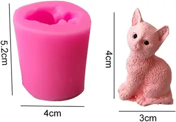 חתול תבניות סיליקון - 3D יפה חתול קטן צורה תבניות גבס עם ברור מרקם | Non-Stick טיח נר ארומה פונדנט מוס