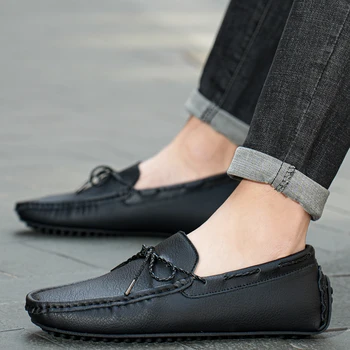 יד תפרים זכר מקרית נעליים נגד החלקה אור חדש אופנתי של גברים עור אמיתי נעלי איכות להחליק על הנהיגה נעליים