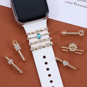 יהלומים מתכת Wristbelt קסמי דקורטיביים הטבעת עבור אפל להקת שעון, קישוט שעון חכם רצועת אביזרים iwatch הצמיד