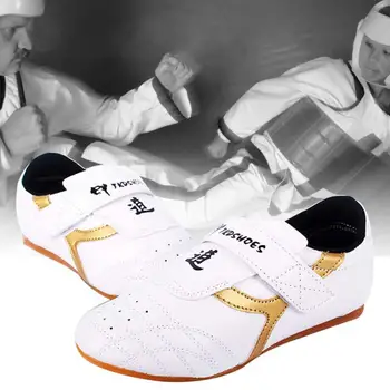 יוניסקס אגרוף טאקוונדו נעלי עור מלאכותי לנשימה טאקוונדו אומנות לחימה קראטה נעלי אימון קונג פו לחימה נעלי ספורט