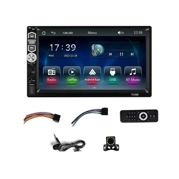 יחיד דין סטריאו לרכב Carplay אנדרואיד אוטומטי, 7 אינץ מסך מגע רדיו, ראי קישור/Bluetooth/רדיו FM/גיבוי מצלמה+מיקרופון