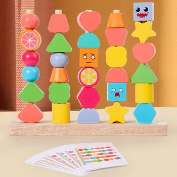 ילדים חינוכיים למידה מוקדמת גיאומטרית עמוד בלוק עץ אבני הבניין התפתחות אינטלקטואלית מונטסורי צעצוע