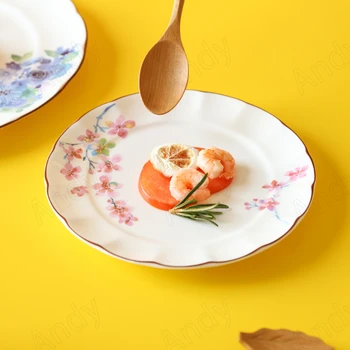 יצירתי צלחת קרמיקה מצוירת פרחים קישוט המערבי מסעדת סטייק צלחת יד שבץ שולחן העבודה הביתי סלט פירות צלחות