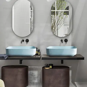 יצירתי רחצה מודרני כיורים קרמיקה בשירותים מעל הדלפק אגן אמבטיה כיור נטילת מעצב הבית מלבני כביסה כיורים