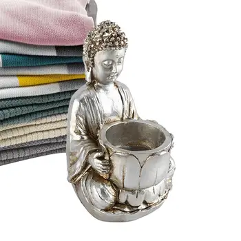 מדיטציה פסל בודהה פמוטים מדיטציה, נר קטן מתפלל בודהה עיצוב עמיד זן פסל הסלון האחורית