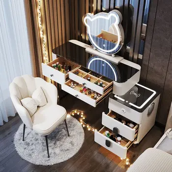מודרני חכם ההלבשה שולחנות טעינה אלחוטית מתקדמת זכוכית שולחן איפור השינה אודיו מודרני השידה חכם רהיטים