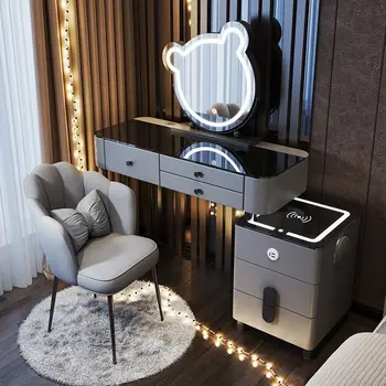 מודרני חכם ההלבשה שולחנות טעינה אלחוטית מתקדמת זכוכית שולחן איפור השינה אודיו מודרני השידה חכם רהיטים