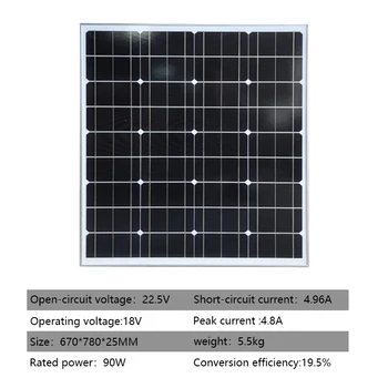 מונו פאנל סולארי 90 וואט לשימוש ביתי monocrystalline סולאריים פוטו לוחות חשמל 90W paneles solares