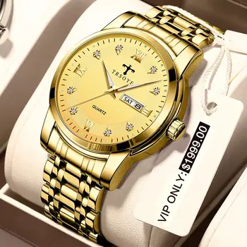 מותג העליון הטוב ביותר עסקי מזדמן שעון יוקרה גברים אופנה כסף עם זהב פלדה, לוח שנה תאריך relogio masculino תנסי dágua