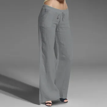 מזדמן אלסטי הרגל שרוך כותנה מכנסיים מותן מוצק הרבה נשים רחב מכנסיים leggins דפורטיבו mujer מכנסיים
