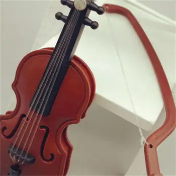 מיני כינור מלוטש ונוח נאה קל אחסון דקורטיביים הביתה פסל קישוט כינור עיטורים חומים קטנים