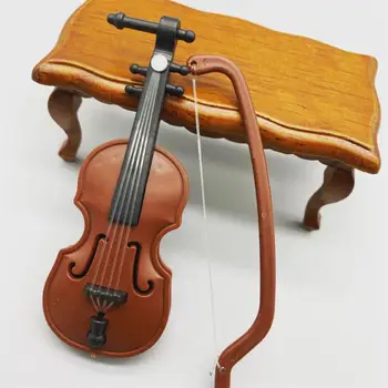 מיני כינור מלוטש ונוח נאה קל אחסון דקורטיביים הביתה פסל קישוט כינור עיטורים חומים קטנים