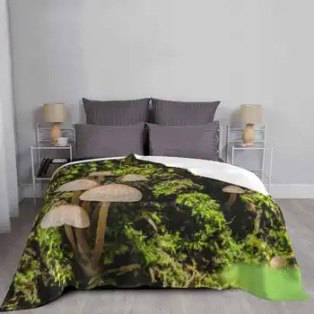 מיני פטריות עיצוב יצירתי אור דק רך פלנל, שמיכה פטריות טחב עץ הטבע פטריות