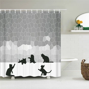 מצחיק חמוד חתול כלב עמיד למים פוליאסטר וילון מקלחת קריקטורה בולדוג אלפקה אמבטיה חדר אמבטיה וילונות רקע קיר בעיצוב