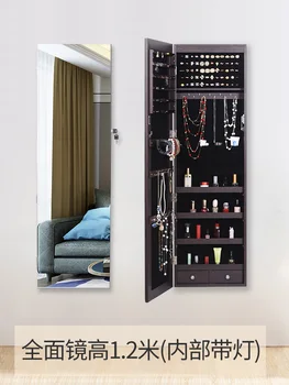 מראת קיר ארון לאחסון בחדר השינה באורך מלא מראה תכשיטים קוסמטיקה ארון לאחסון סלון, חדר אחסון עם אורות באינטרנט