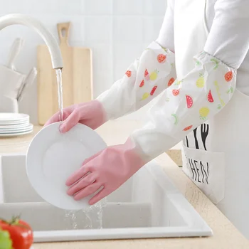 משק בית כפפות שטיפת כלים מעובה עמיד למים ניקוי כפפות ללא להחליק מטבח גומי Gloves1SET