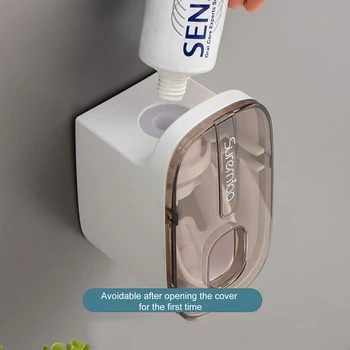 מתקן משחת שיניים אוטומטי קיר רכוב עצלן מסחטת משחת שיניים Dustproof מחזיק מברשת שיניים האמבטיה אביזר להגדיר