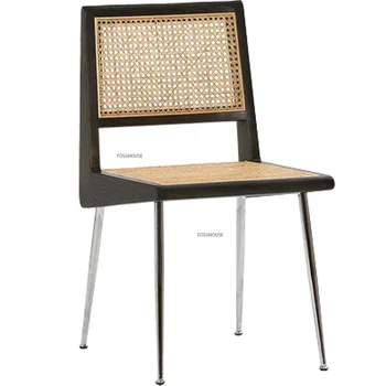 נורדי אוכל עץ מלא כסאות חדר אוכל קש יצירתי מעצב ריהוט הבית משענת פנאי מסעדה הכיסא