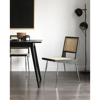 נורדי אוכל עץ מלא כסאות חדר אוכל קש יצירתי מעצב ריהוט הבית משענת פנאי מסעדה הכיסא