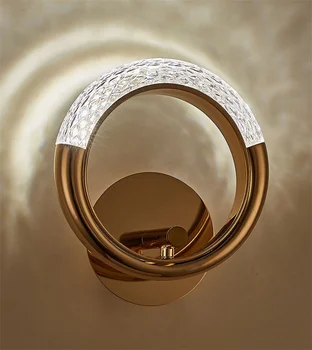 נורדי אור תליון טבעת Led קריסטל CeiliIng המנורה מקורה אביזר יוקרה הזהב מנורת קיר בבית חיים עיצוב חדר מנורות קיר חדר השינה
