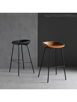 נורדי בר הכיסא משק מודרני פשוט כיסא גבוה ברזל פנאי בר הכיסא מול שולחן קפה גבוה צואה