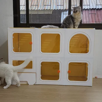 נורדי הביתה מקורה חתול הבית יוקרה כלובי החתולים סופר גדול שטח פנוי חתול בכלוב לחתולים תיבה משולבת חתול וילה ספקי חתול