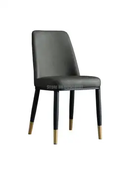 נורדי משענת חסכוני ומתן כיסא מעור אור יוקרה מודרנית ביתי פשוט דגם חדר צפיפות גבוהה ספוג אוכל כיסא.