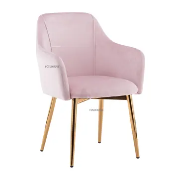 נורדי קטיפה האוכל הכיסא ריהוט למטבח איפור פשוט כיסאות השינה פנאי עיצוב הבית צואה משענת יד משענת שולחן כיסאות