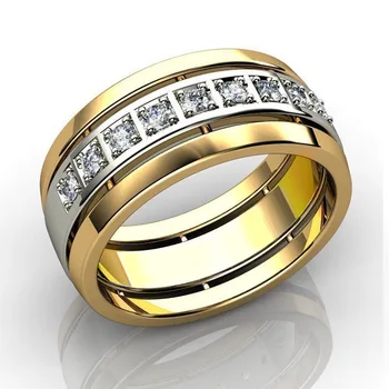 נחושת מצופה זהב כמה הטבעת עבור גברים ונשים מגמת אופנה זירקון סגסוגת טבעת אצבע זכר ונקבה מסיבת אירוסין תכשיטים