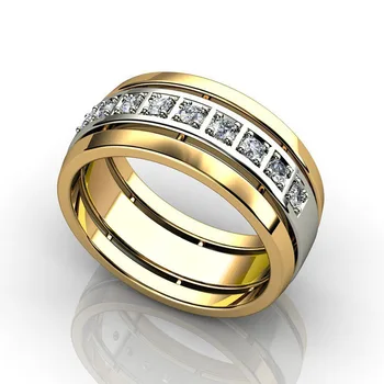 נחושת מצופה זהב כמה הטבעת עבור גברים ונשים מגמת אופנה זירקון סגסוגת טבעת אצבע זכר ונקבה מסיבת אירוסין תכשיטים